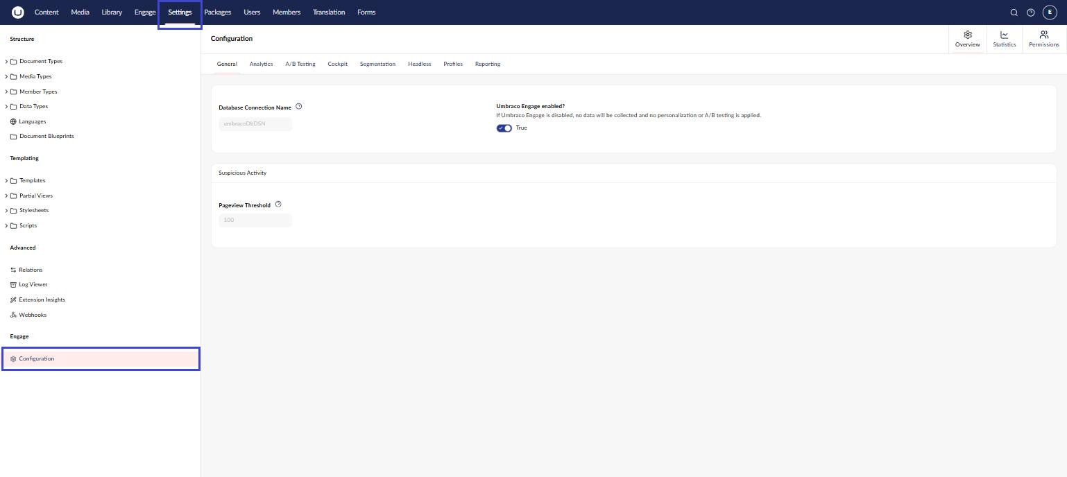 Configuration overview in Umbraco Engage