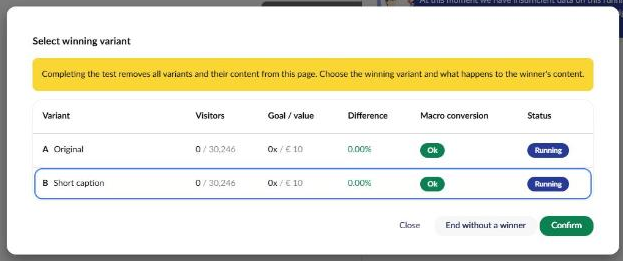 Select the winning variant