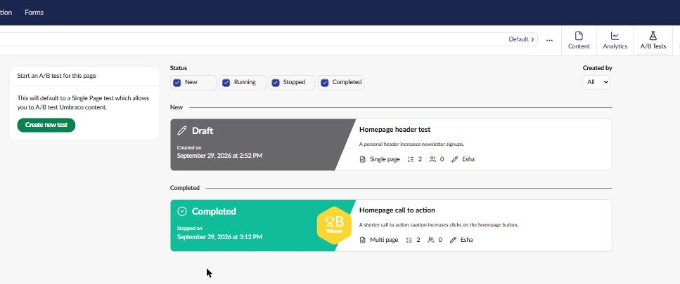 Completed A/B Test